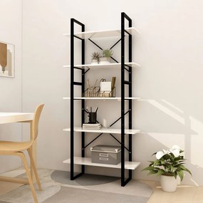 Libreria a 5 Ripiani Bianca 80x30x175 cm in Legno Multistrato