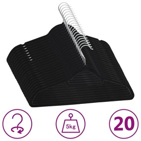 Set Appendiabiti 20 Pz Antiscivolo Nero İn Velluto /