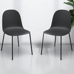 Sedia in polipropilene Nero con gambe in metallo - FOX 2 sedie