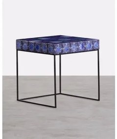 Tavolino Ausiliario Quadrato in Metallo e Piastrelle (47,5x47,5 cm) - The Masie