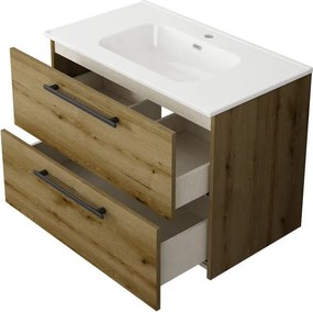 Base sospesa Remix 2 cassetti, L80 X P45 X H57.7 cm , rovere rustico