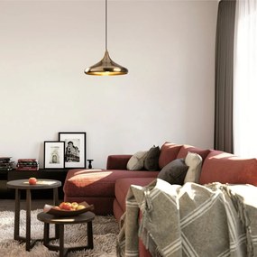 Lampadario dorato con paralume in metallo ø 35 cm Berceste – Opviq lights