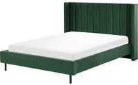 Letto matrimoniale con doghe 140 x 200 cm velluto di colore verde scuro stile glam moderno