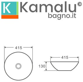 Kamalu - lavabo bagno da appoggio bacinella in ceramica | klit-4150