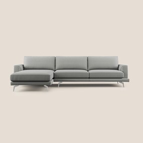 Dorian divano moderno angolare con penisola in tessuto morbido antimacchia T05 grigio 268 cm Destro