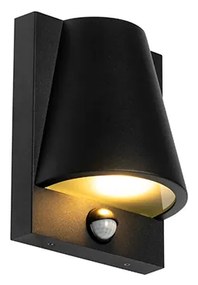 Lampada da parete per esterni nera IP44 con sensore di movimento - Femke