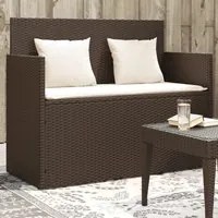 Panca da Giardino con Cuscini Marrone in Polyrattan 365762