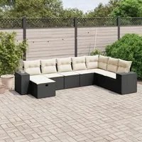 Set Divani da Giardino con Cuscini 8 pz Nero in Polyrattan 3264512