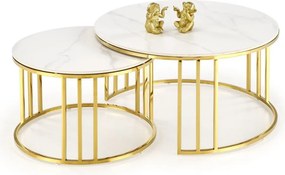 Set di 2 Tavolini da caffè Mercury 3 effetto marmo bianco/oro
