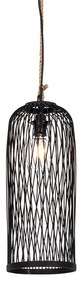 Lampada a sospensione da esterno rustica in rattan nero 25 cm - Calamus