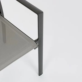Set 4 Sedie Da Esterno Antracite In Alluminio E Textilene Con Braccioli Konnor Bizzotto