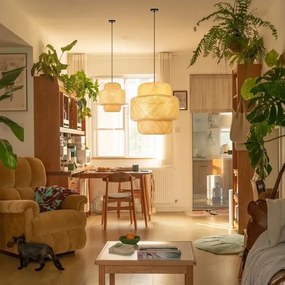 Immax 08267L - Lampadario a sospensione con filo HILO 1xE27/40W/230V diametro 38 cm bambù