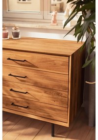 Cassettiera alta in legno di quercia in colore naturale 97x95 cm Abies - The Beds