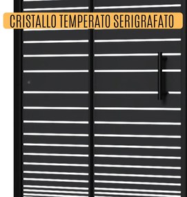 Box Doccia 70x90x70 Rettangolare 3 Ante H 190 cm Scorrevole Cabina Doccia 6 mm Serigrafato e Trasparente Nero