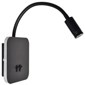 LED Lampada flessibile da parete piccola BASE 1xLED/8W+1xLED/2W/230V nero/argento