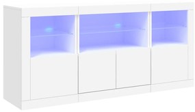 Credenza con luci led bianca 142,5x37x67 cm