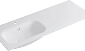 Lavabo a incasso rettangolare vasca a sinistra L 120.5 x H 15 x P 46 cm in resina bianco lucido