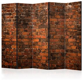 Paravento separè Vecchio muro II (5 pezzi) - composizione con trama di mattoni rossi