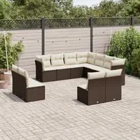 Set Divani da Giardino 11 pz con Cuscini Polyrattan Marronecod mxl 115544