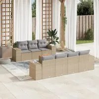 Set Divano da Giardino 8 pz con Cuscini Beige in Polyrattan 3225352