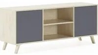 Mobile TV 140x40x57cm a 2 porte soggiorno colore Rovere e porte colore Grigio Antracite modello Wind