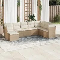 Set Divano da Giardino 8 pz con Cuscini Beige in Polyrattan 3249887