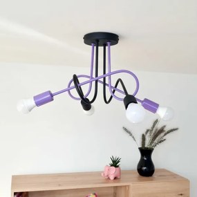 Lampadario a plafone OXFORD 4xE27/15W/230V nero/viola