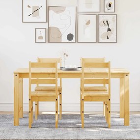 Set Da Pranzo 5 Pz Panama İn Legno Massello Di Pino /