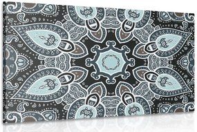 Quadro su tela – Mandala con motivo indiano in azzurro