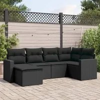 Set Divano da Giardino 6 pz con Cuscini Nero in Polyrattancod mxl 91825