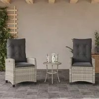 Sedie Reclinabili Giardino 2pz Cuscini Grigio Chiaro Polyrattancod mxl 111024