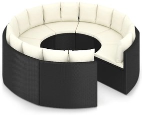 Set divani da giardino 8 pz con cuscini in polyrattan nero