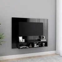 Mobile Porta TV a Muro Nero Lucido 120x23,5x90cm Truciolato 808276