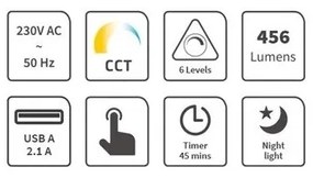 Lampada da tavolo LED dimmerabile USB 9W 230V 3000-5500K nera