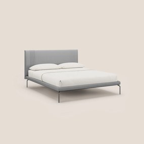 Finn letto imbottito con piedi alti in metallo in tessuto smacchiabile T05 grigio