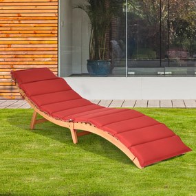 Costway Lettino prendisole pieghevole per giardino, Sedia a sdraio da esterno in eucalipto con cuscino per prato 190x55x52cm