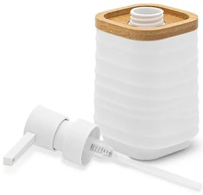 Dispenser sapone da appoggio bianco in abs e bambù Wave