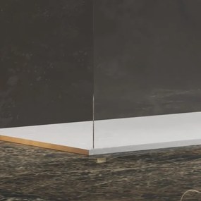 Kamalu - Parete doccia walkin con staffe finitura oro satinato 110cm vetro trasparente | KW3000R