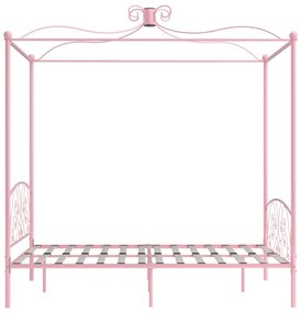 Letto a baldacchino rosa in metallo 140x200 cm