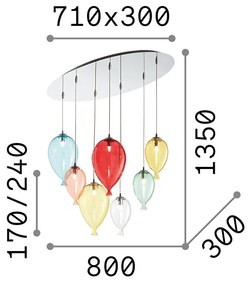 Sospensione Moderna Clown Metallo Multicolor 7 Luci G9 3W 3000K Luce Calda