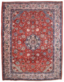 Sarouk Tappeto 380x270 Rosso (Iran) Annodato A Mano
