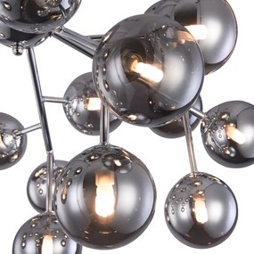 Lampada a soffitto Contemporanea Dallas Metallo Cromo 20 Luci Diffusori Fumè