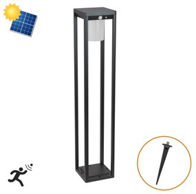 Paletto Lanterna Solare 80cm Nero con Sensore + Picchetto Colore Bianco Naturale 4.000K