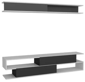 Parete Attrezzata Soggiorno 176 Cm Mobile Porta TV Con Ante Bianco E Nero Sims