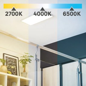 Pannello LED Gdansk bianco 59.5x30 cm con 3 temperature di colore ad intensità regolabile 2800 LUMEN, INSPIRE