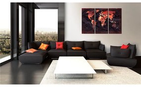 Quadro Plan of the World  Colore rosso bordeaux, Dimensioni e Misure 120x80