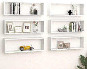 Mensole Parete A Cubo 6pz Bianco 80x15x26,5cm Legno Multistrato /