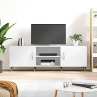 Mobile Porta TV Bianco Lucido 150x30x50 cm in Legno Multistrato 829078