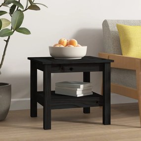 Tavolino da salotto nero 45x45x40 cm legno massello di pino