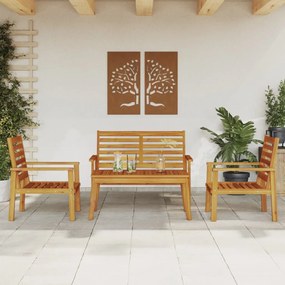 Set salotto da giardino 4 pz in legno massello di acacia
